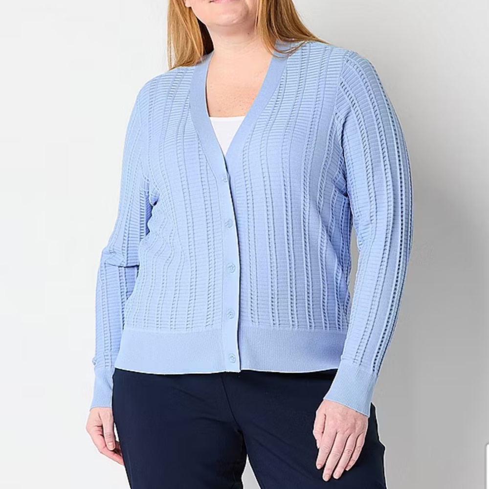 Liz Claiborne Womens V Neck Long Sleeve Cardigan